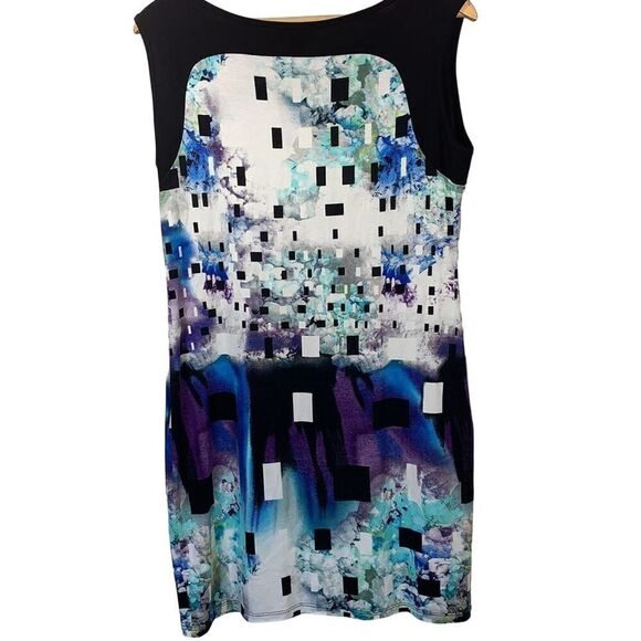 SCAPA LAUREN PERRE Women’s Abstract Print Dress White/Black Size Medium - Picture 5 of 7